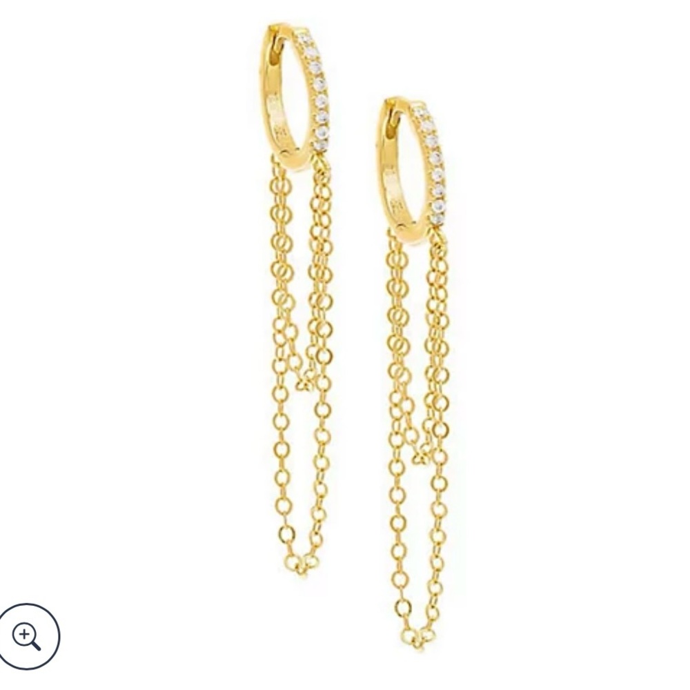 Adina Eden Double Chain Hoop Earrings (Gold Plated)